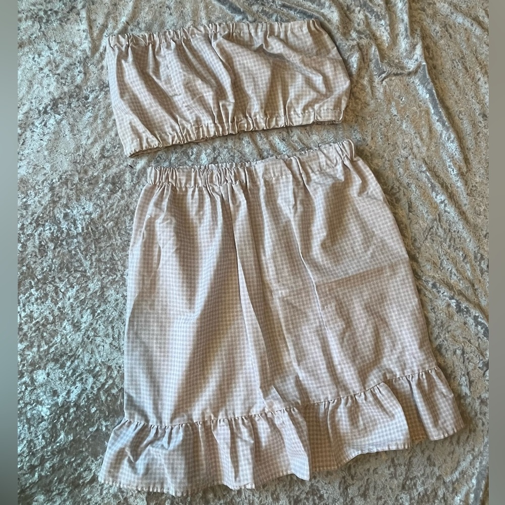 Two Piece Lavender & White Checkered Set